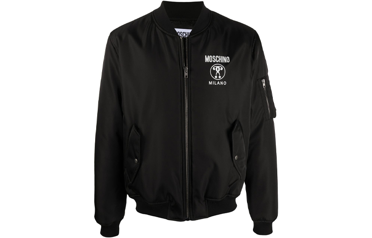 MOSCHINO FW20 Black Logo Print Long Sleeve Jacket 06167-014-1555