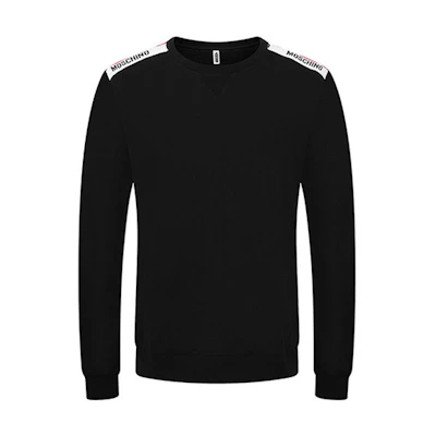 MOSCHINO FW20 Black Logo Tape Cotton Pullover Sweatshirt 1-A1704-8101-0555