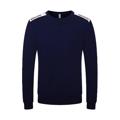 MOSCHINO FW20 Blue Slim-Fit Cotton Pullover Sweatshirt 1-A1704-8101-0290