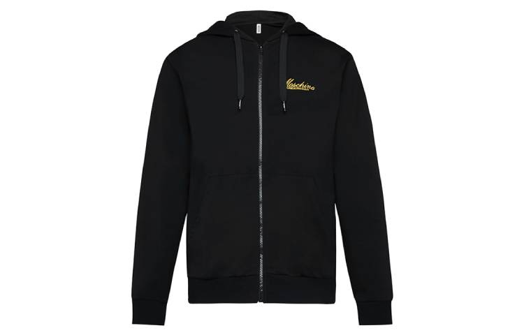 MOSCHINO FW20 Embroidered Logo Zip Hoodie Jacket Black - Comfortable Wear 1-A1711-8106-0555