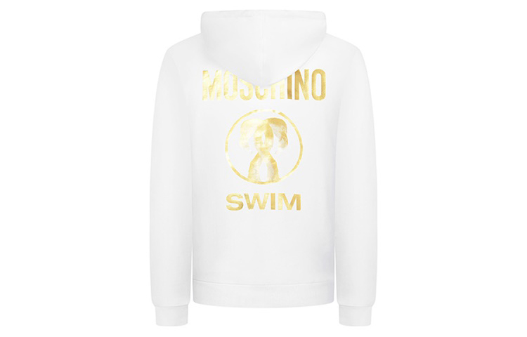 Moschino FW20 Golden Flamingo Cotton Hoodie Jacket White 3-A1702-2308-0001