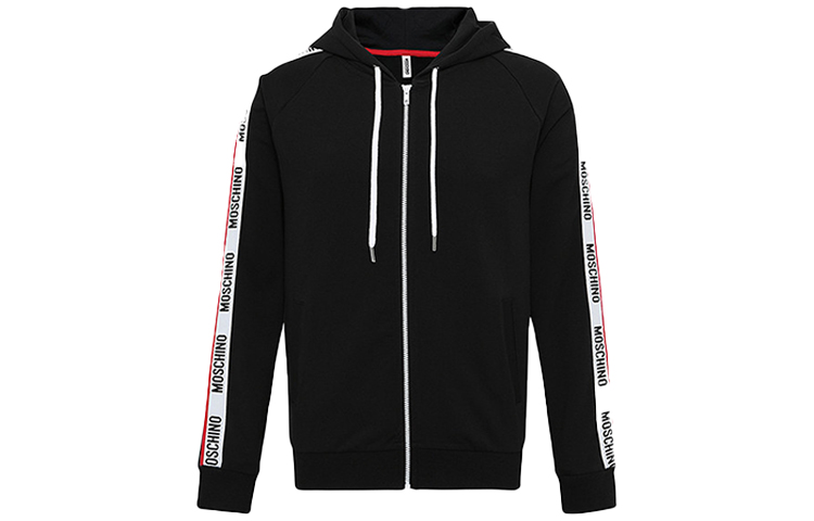 MOSCHINO FW20 Logo Zip Cotton Sweatshirt Jacket Black 1-A1714-8101-0555