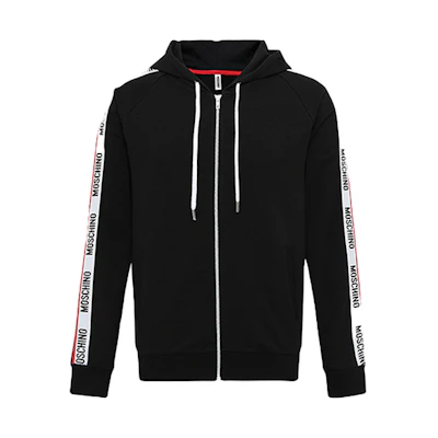 MOSCHINO FW20 Logo Zip Cotton Sweatshirt Jacket Black 1-A1714-8101-0555