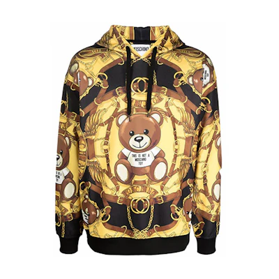 MOSCHINO FW21 Yellow Pullover Sweatshirt with Cartoon Teddy Bear Print. J1722-5229-1555