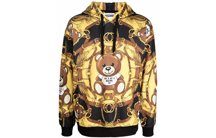 Order MOSCHINO FW21 Baju Kuning Pullover dengan Cetakan Kartun Beruang Teddy. J1722-5229-1555