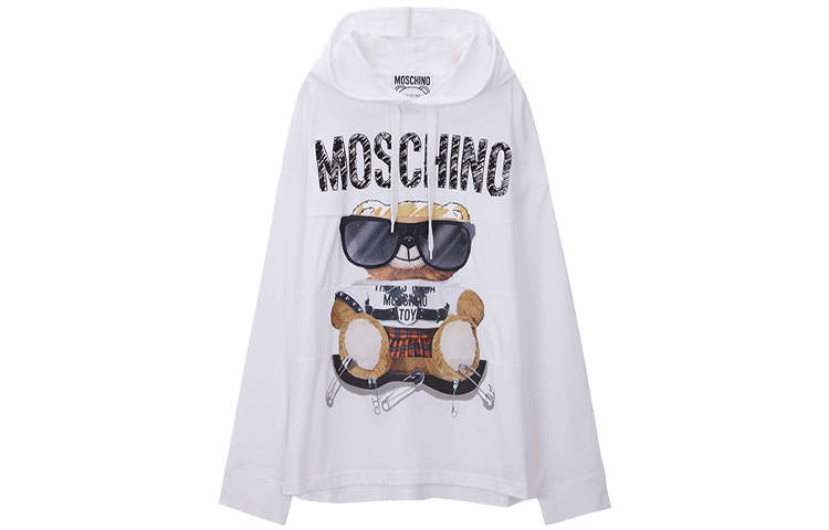 MOSCHINO FW21 Animal Print Logo Loose Hoodie White - Fashion V120-4524-021A