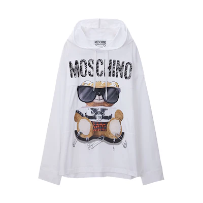 MOSCHINO FW21 Animal Print Logo Loose Hoodie White - Fashion V120-4524-021A