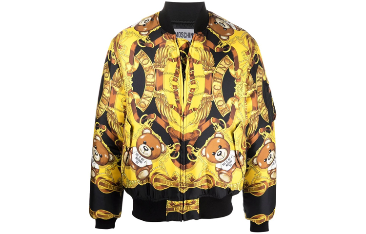 MOSCHINO FW21 Baroque Print Bomber Jacket Men’s Gold J06185-2521-0555