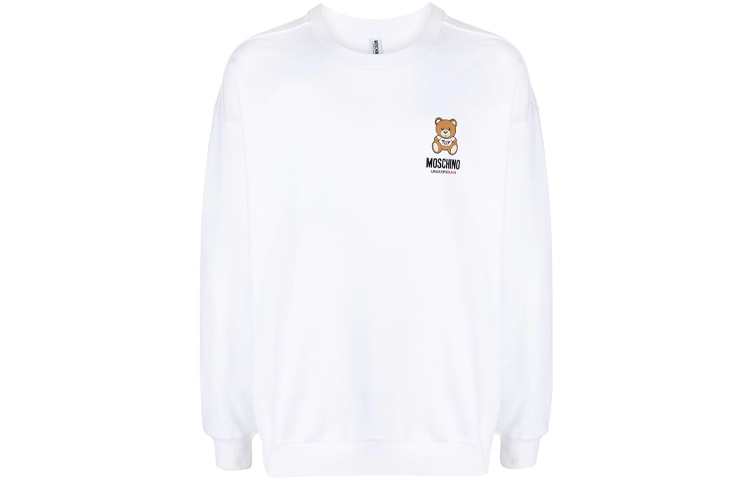 Order Moschino FW21 Bear Print Crewneck Sweatshirt White Fashion A1719-8120-0001
