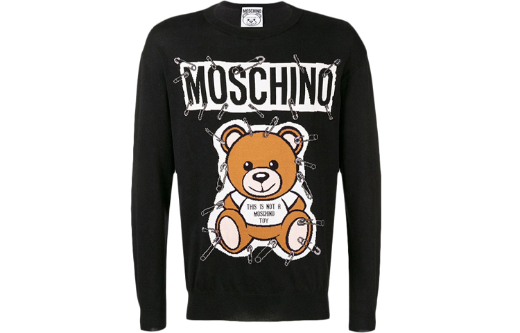 MOSCHINO FW21 Black Teddy Bear Long Sleeve Sweatshirt Men ZV0924-5203-1555