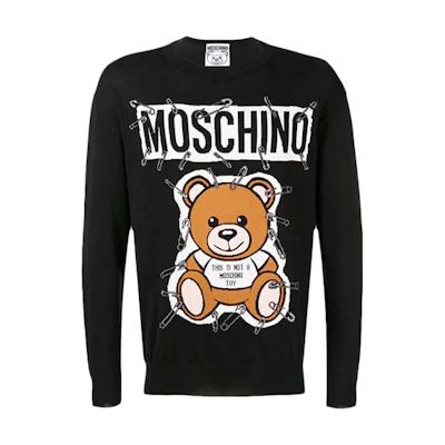 MOSCHINO FW21 Black Teddy Bear Long Sleeve Sweatshirt Men ZV0924-5203-1555