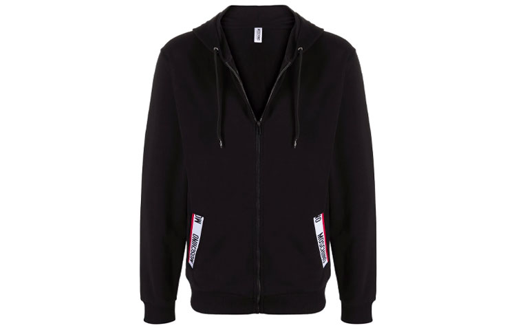 MOSCHINO FW21 Black Zip-Up Hoodie with Micro Logo A1705-8104-0555