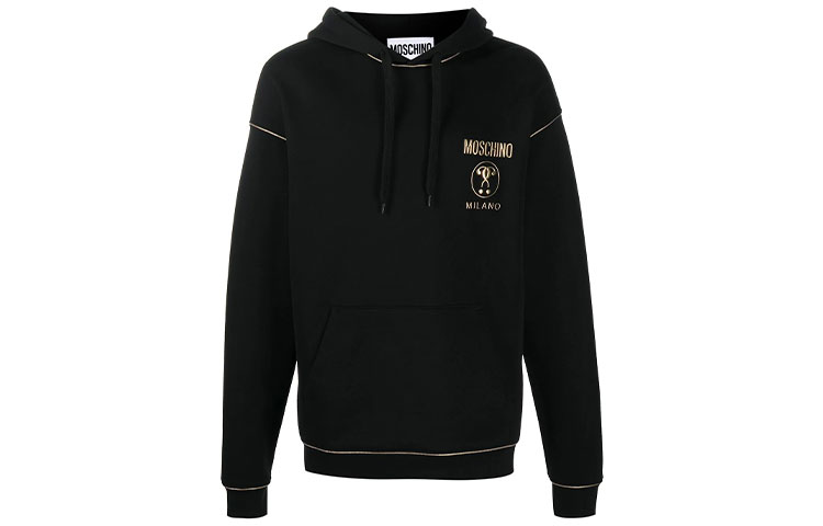 MOSCHINO FW21 Double Question Mark Logo Hoodie Black Pullover A1779-2027-1555