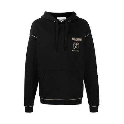 MOSCHINO FW21 Double Question Mark Logo Hoodie Black Pullover A1779-2027-1555