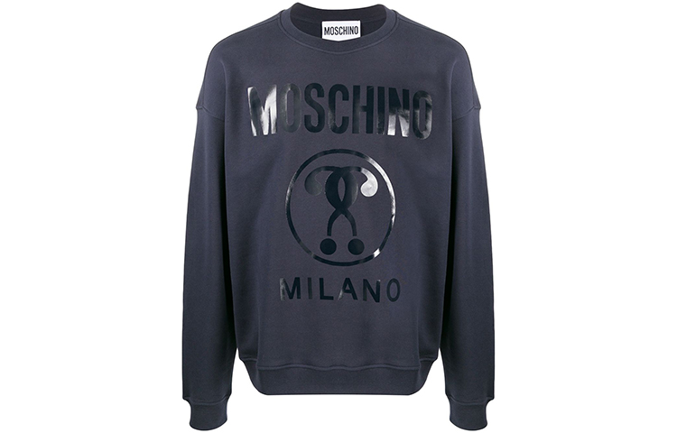 MOSCHINO FW21 Double Question Mark Logo Pullover Sweatshirt Navy Z-A1704-2027-0510