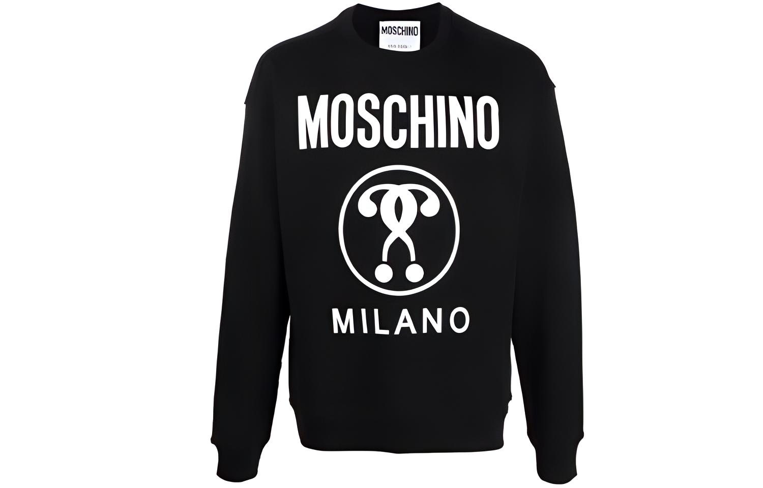 MOSCHINO FW21 Letter Print Crewneck Pullover Sweatshirt Black 17047-027J-1555
