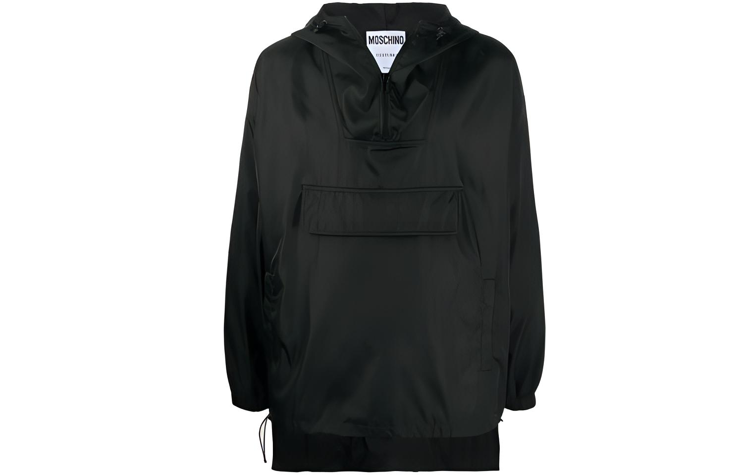 MOSCHINO FW21 Lightweight Logo Zip-Up Hoodie Jacket - Black A0617-5215-1555