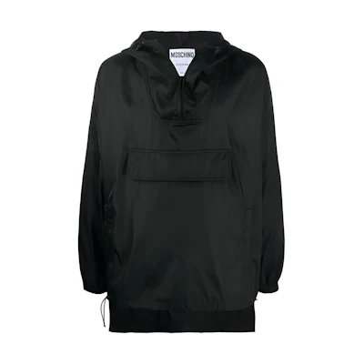 MOSCHINO FW21 Lightweight Logo Zip-Up Hoodie Jacket - Black A0617-5215-1555