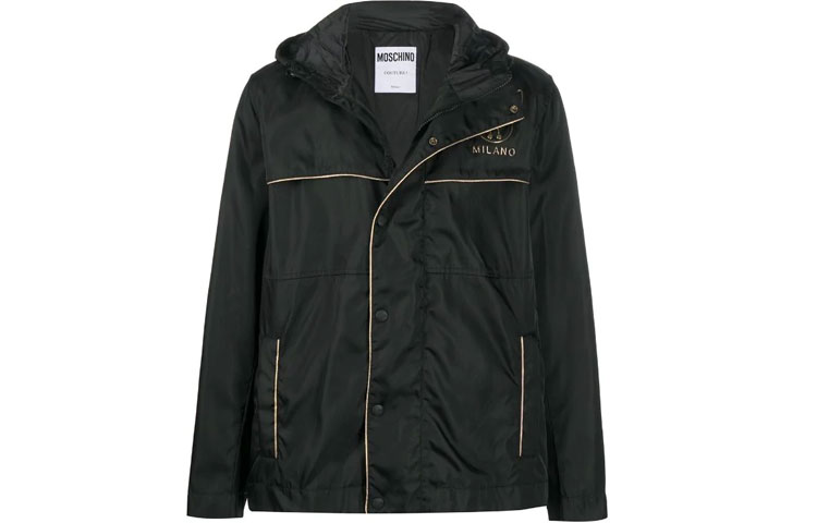 MOSCHINO FW21 Logo Black Hooded Jacket 0679-2015-1555