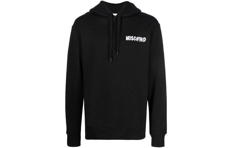 MOSCHINO FW21 Logo Embroidered Hoodie Men’s Black A1723-7027-1555