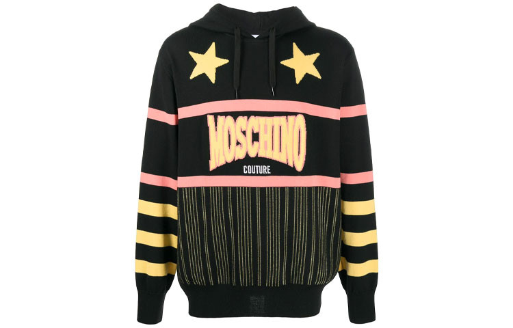 MOSCHINO FW21 Logo Knit Pullover Hoodie Black () A0919-2000-1555