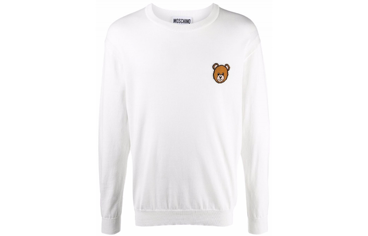 MOSCHINO FW21 Logo Print Crewneck Long Sleeve Sweatshirt White () 09027-001J-0002