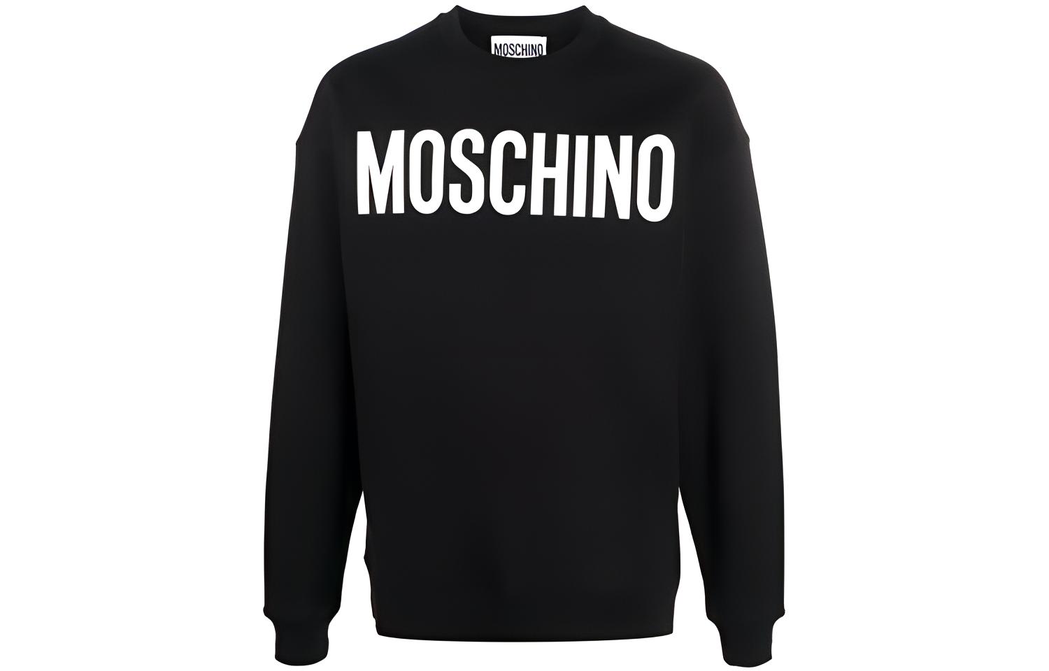 MOSCHINO FW21 Logo Print Crewneck Pullover Sweatshirt Men’s Black A1718-2027-1555