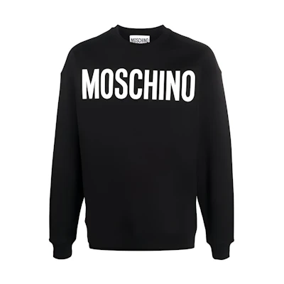 MOSCHINO FW21 Logo Print Crewneck Pullover Sweatshirt Men’s Black A1718-2027-1555