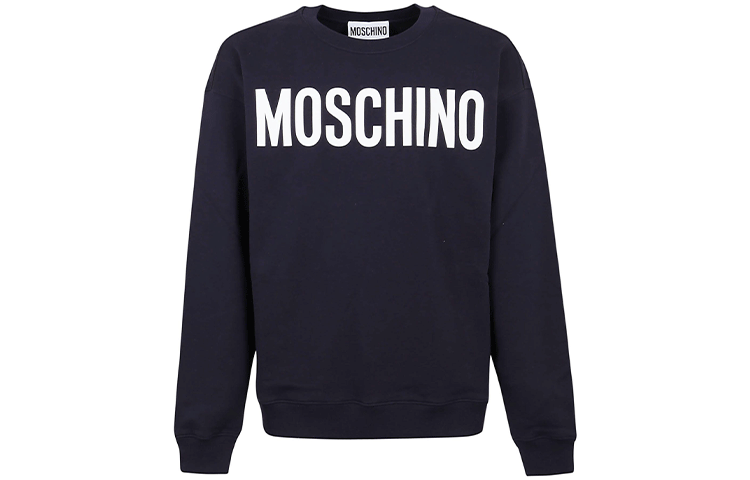 MOSCHINO FW21 Logo Print Crewneck Pullover Sweatshirt Blue - A1718-7027-1510