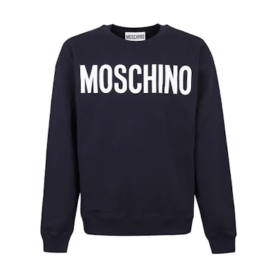 MOSCHINO FW21 Logo Print Crewneck Pullover Sweatshirt Blue - A1718-7027-1510