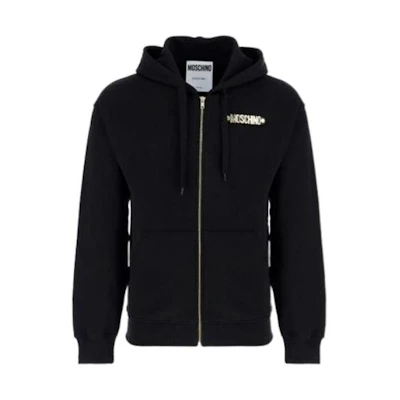 MOSCHINO FW21 Logo Print Hooded Sweatshirt Black - Hoodie A1720-5227-555