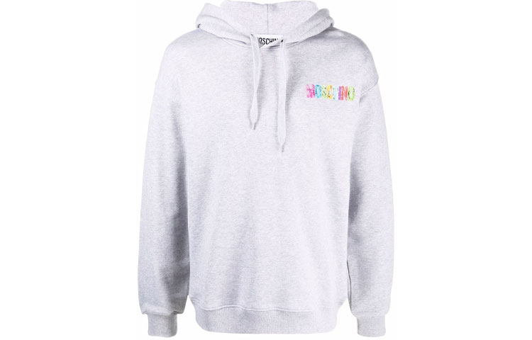 MOSCHINO FW21 Logo Print Solid Color Hoodie Grey Men’s J1716-5227-1485