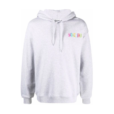 MOSCHINO FW21 Logo Print Solid Color Hoodie Grey Men’s J1716-5227-1485