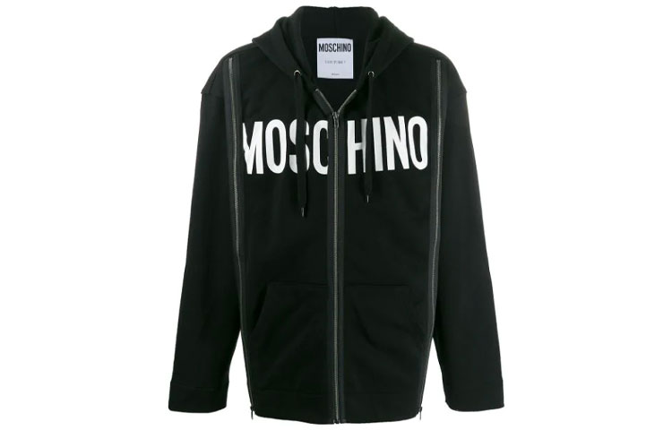 MOSCHINO FW21 Logo Print Zip Hoodie Jacket Black J1719-2027-1555