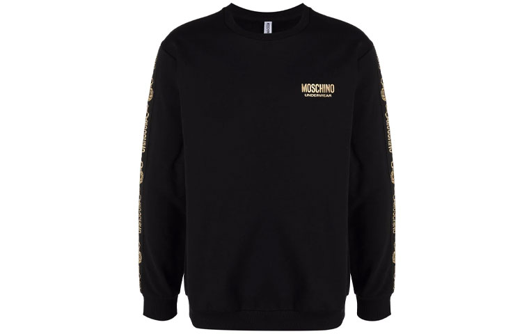 MOSCHINO FW21 Logo Tape Detail Pullover Sweatshirt Black A1729-8111-555
