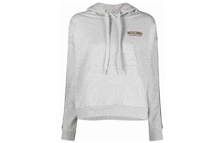 MOSCHINO FW21 Logo Tape Hoodie Unisex Grey A1735-9011-0489