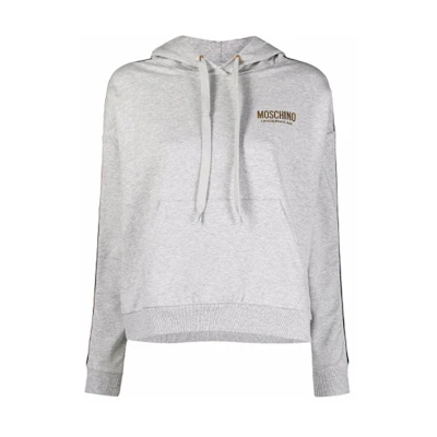 MOSCHINO FW21 Logo Tape Hoodie Unisex Grey A1735-9011-0489