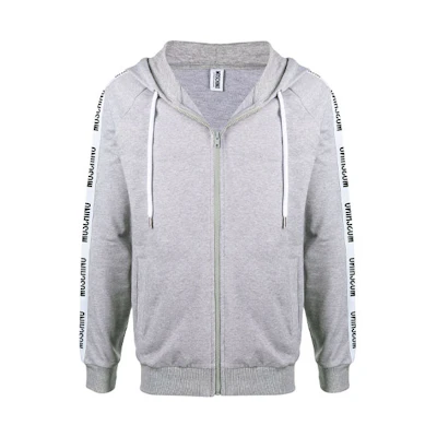 MOSCHINO FW21 Logo Trim Zip Hoodie Jacket Gray V1707-8120-1485