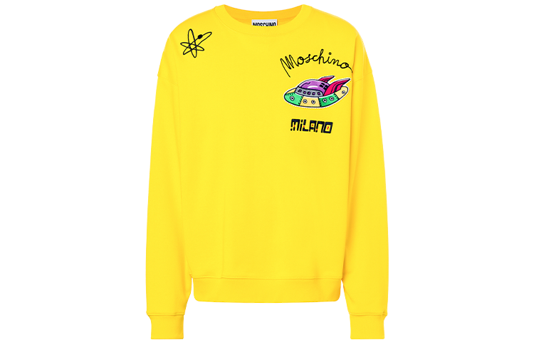 MOSCHINO FW21 Logo UFO Graphic Crewneck Sweatshirt Yellow () MCP211A1715-2027-1027