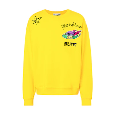 MOSCHINO FW21 Logo UFO Graphic Crewneck Sweatshirt Yellow () MCP211A1715-2027-1027