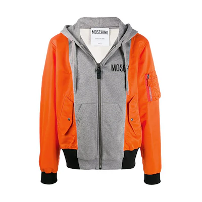 MOSCHINO FW21 Orange Logo Print Patchwork Jacket A1720-5227-1507