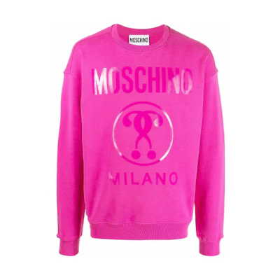 MOSCHINO FW21 Pink Crewneck Sweatshirt with Letter Print - J1704-7027-0235