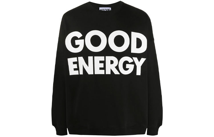 MOSCHINO FW21 Slogan Print Pullover Sweatshirt Black J1708-7027-1555