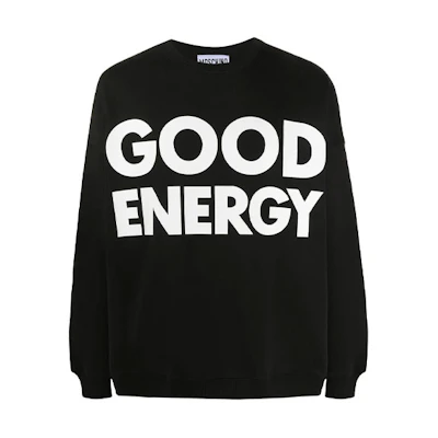 MOSCHINO FW21 Slogan Print Pullover Sweatshirt Black J1708-7027-1555