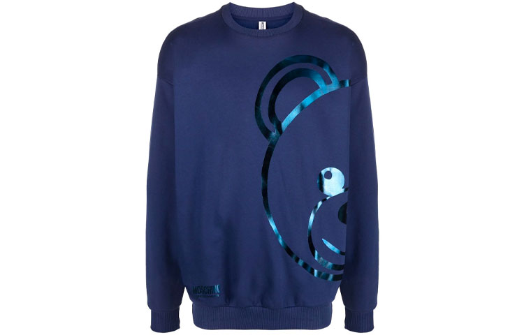 MOSCHINO FW21 Teddy Bear Graphic Crewneck Sweatshirt Blue - A1709-8113-290