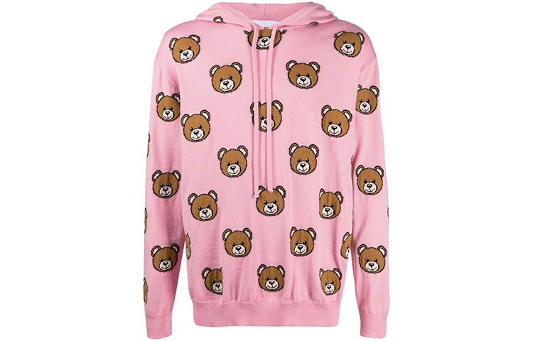 MOSCHINO FW21 Teddy Bear Jacquard Knit Hoodie Red () Z-V0922-5200-2224