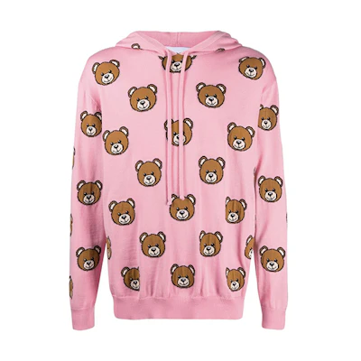 MOSCHINO FW21 Teddy Bear Jacquard Knit Hoodie Red () Z-V0922-5200-2224