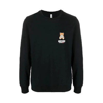 MOSCHINO FW21 Teddy Bear Logo Pullover Sweatshirt Black Sweater A1719-8104-555