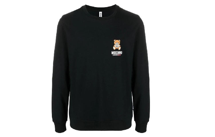 Order モスキーノ FW21 テディベア ロゴ プルオーバー スウェットシャツ ブラック セーター A1719-8104-555