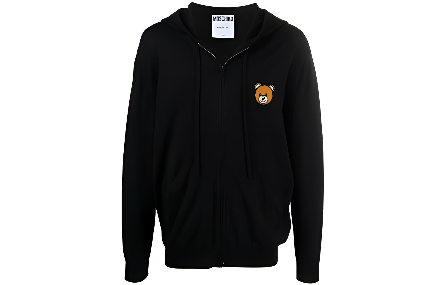 MOSCHINO FW21 Teddy Bear Print Zip Hoodie Jacket Black () A0905-7000-0555